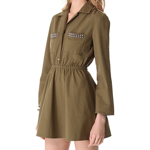 What Goes Around Comes Around Dresses & Skirts - NWT Studded Mini Dress Army Green New Never Worn